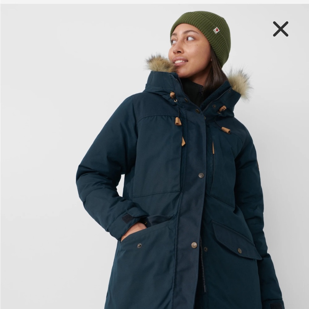 Fjallraven Navy Blue Parka with Fur Trim